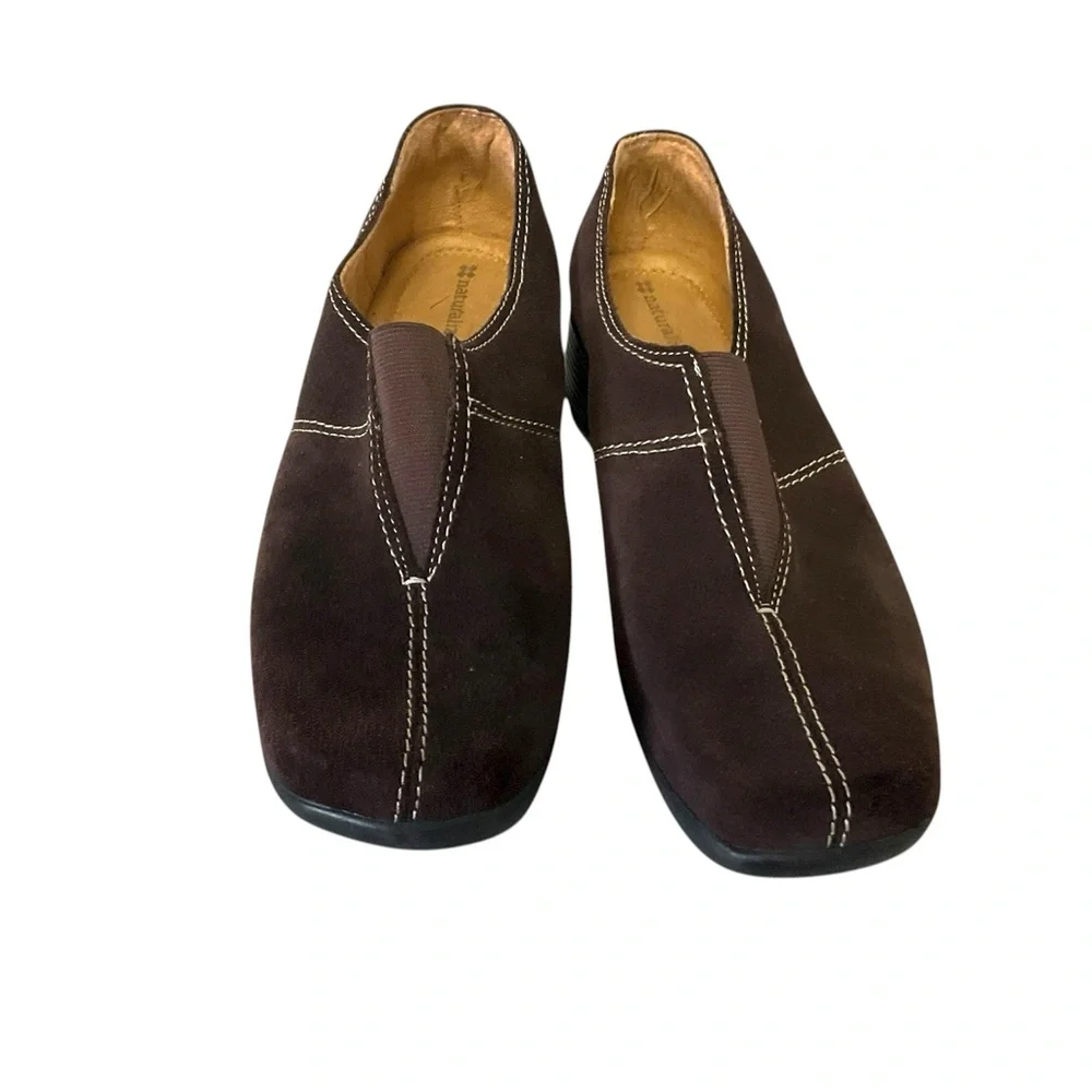 Naturalizer Brown Suede Slip‎ On SZ 10W Women Comfort Low Wedge Casual